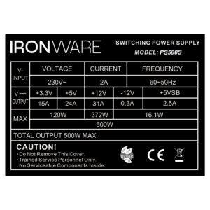 ALIMENTATORE 500W IRONWARE 12 CM FAN
